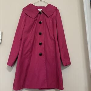 Hot Pink Trench Coat Size Medium with Bow. Cotton